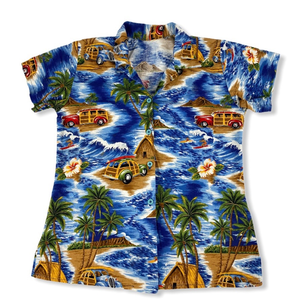 Hawaii Blue Collar Button Up Shirt